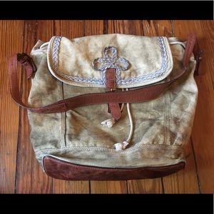 Free People Distressed Canvas Boho Crossbody Bag